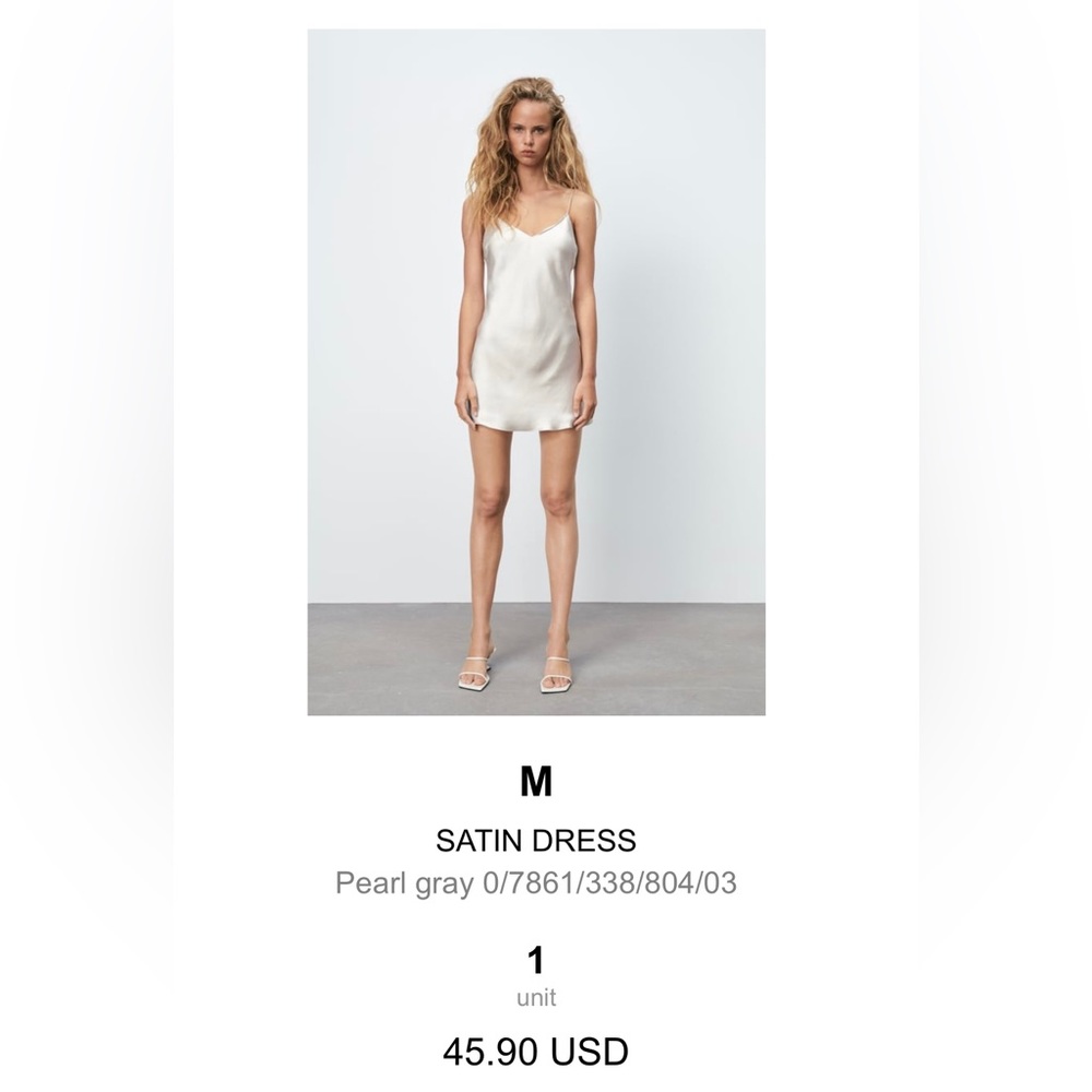 Off white/ivory Zara Satin mini-dress Size: M